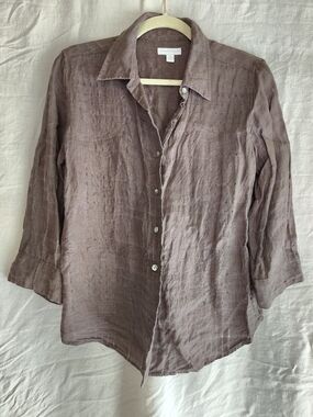 Charter Club Men's Linen Button-Down Shirt - Taupe Brown
